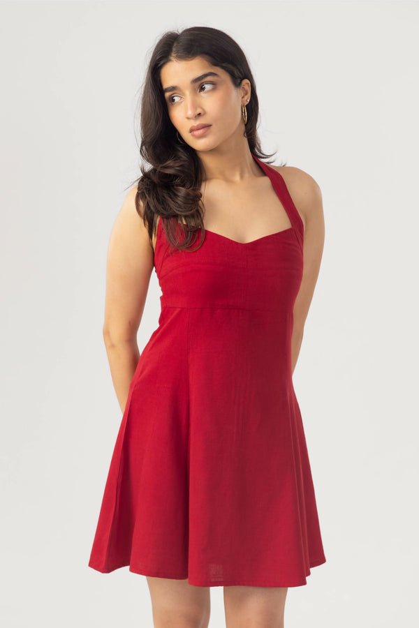 Red Halter Mini Dress 3