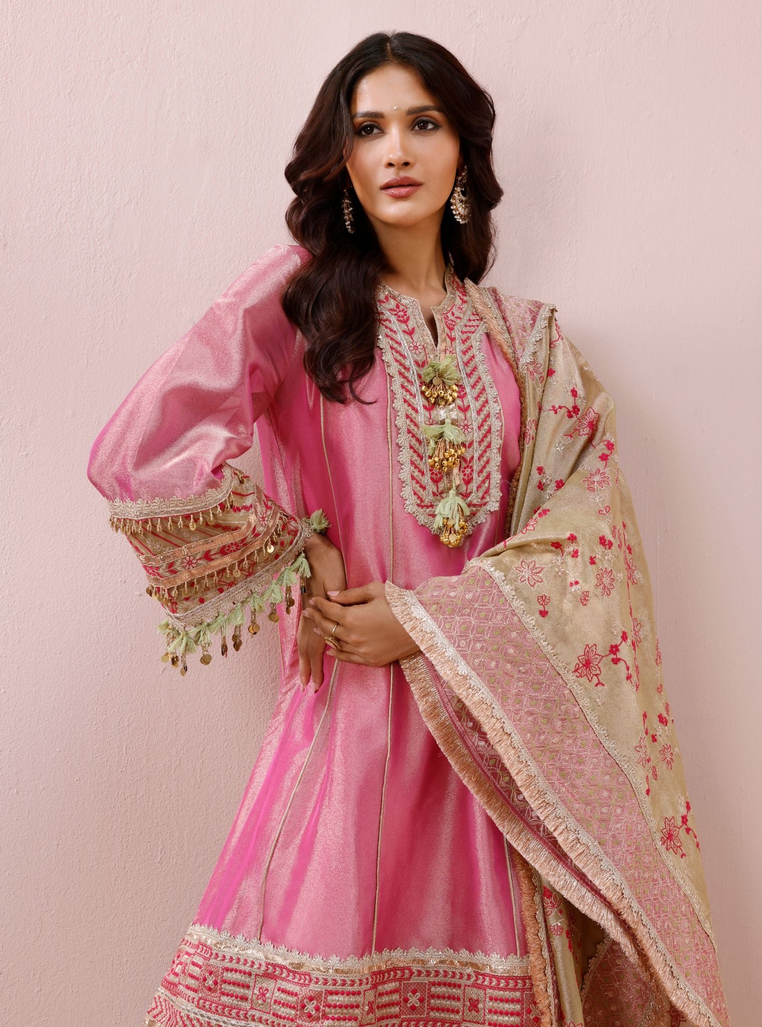 Tissue Shamili Fuschia Kurta Set 2