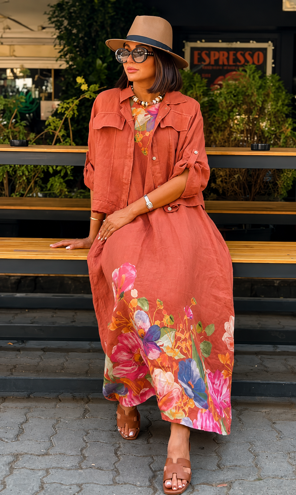 Women's Floral Maxi Dress with Jacket Set 2