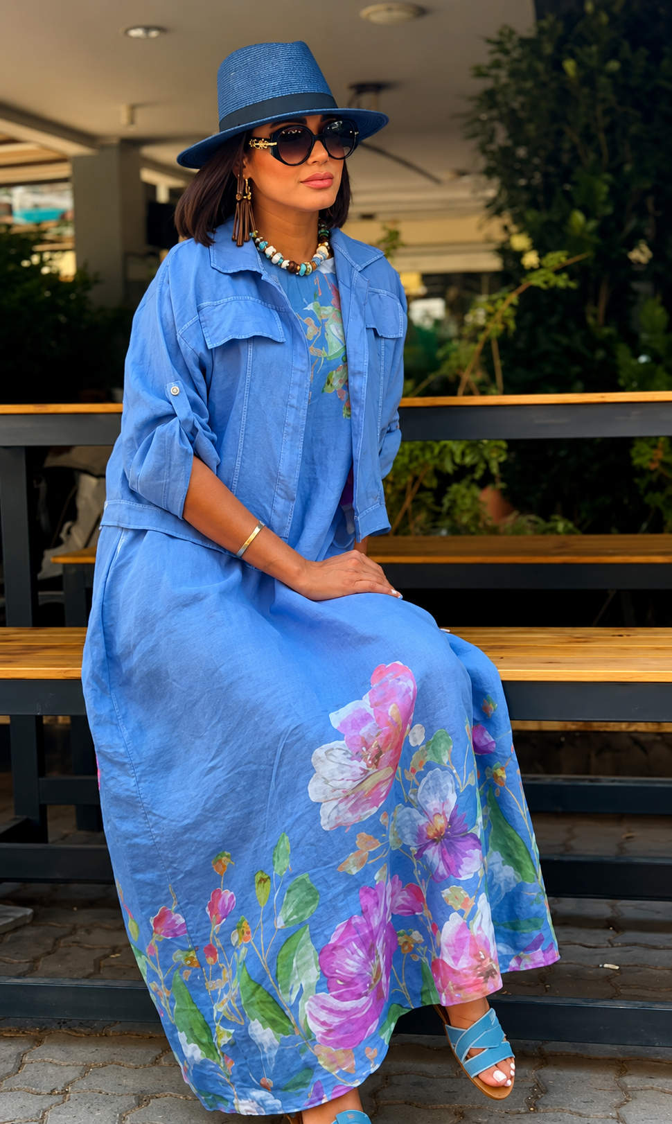 Women's Floral Maxi Dress with Jacket Set 3