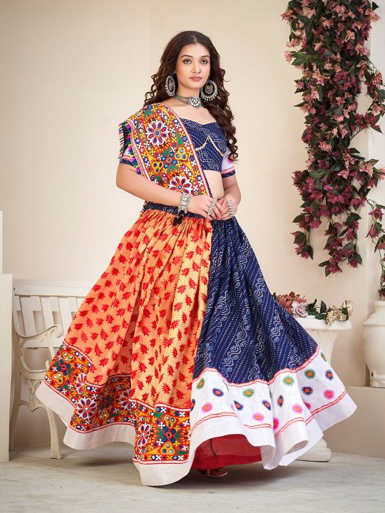 Embroidered Semi-Stitched Lehenga & Unstitched Blouse With Dupatta 2