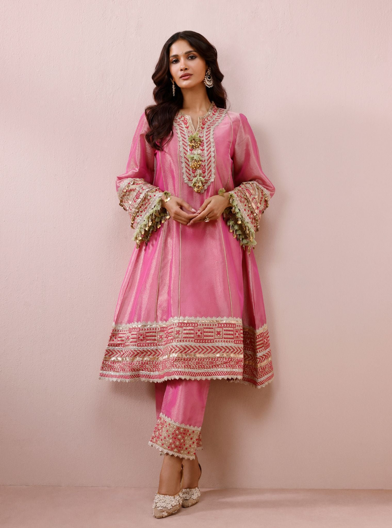 Tissue Shamili Fuschia Kurta Set