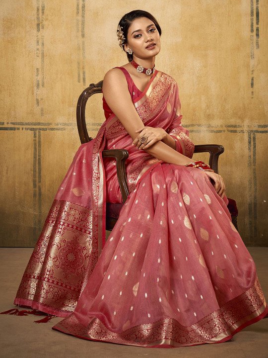 Ethnic Motifs Woven Design Zari Banarasi Saree